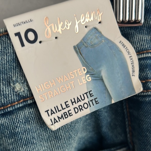 NWT Suko Jeans Women's High waisted Straight Leg Ripped Jeans, Cropped, Size 10 - Picture 5 of 9